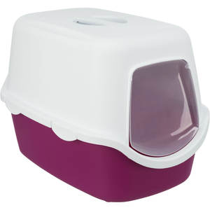 Bac à litière pour chat Vico 40x40x56 cm, plateau hygiénique violet et blanc - Product Image 1