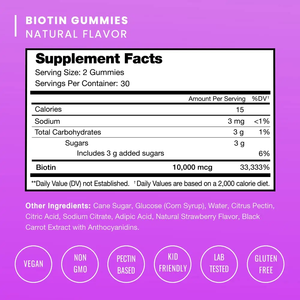 Suplemen Vitamin Gummy Biotin Vegan Non-GMO untuk Pertumbuhan Rambut, Kulit, dan Kuku Sehat bagi Wanita, Pria, dan Anak-Anak - Product Image 2