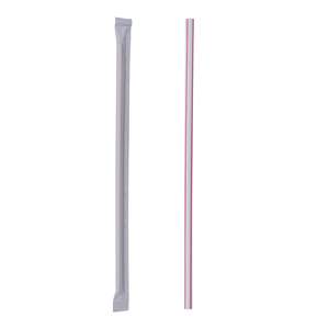 Pajitas de Plástico Jumbo Enrolladas Boardwalk de 7.75 Pulgadas con Rayas Rojas y Blancas, 400 Unidades por Paquete, 25 Paquetes por Caja, Accesorios para Bar, Bebidas y Refrescos - Product Image 1