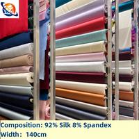 Tissu en soie extensible 92% soie 8% élasthanne 19 momme 140 cm de largeur, tissu en soie teinté sur mesure en gros pour la confection de robes