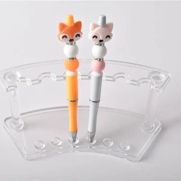 Vente en gros de stylos à billes en silicone pour bricolage en caoutchouc animal sans BPA Cadeaux perles en silicone pour la fabrication de stylos