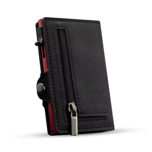 <span class=keywords><strong>Portafoglio</strong></span> Sottile da <span class=keywords><strong>Uomo</strong></span> Personalizzato con Chiusura a Zip e Bottone Porta <span class=keywords><strong>Carte</strong></span> Automatico Anti-RFID in Microfibra - Product Image 3