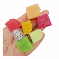 100 Stks/partij Gemengde Pvc Kunstmatige Fruitblokjes Zoete Watermeloen Kiwi 'S Draak Fruit Slice Voor Servies Vakantie Feest Decoratie