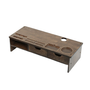 Support d'écran en bois avec tiroirs de rangement, organisateur de bureau, multifonctionnel, autoportant, de forme rectangulaire - Product Image 5
