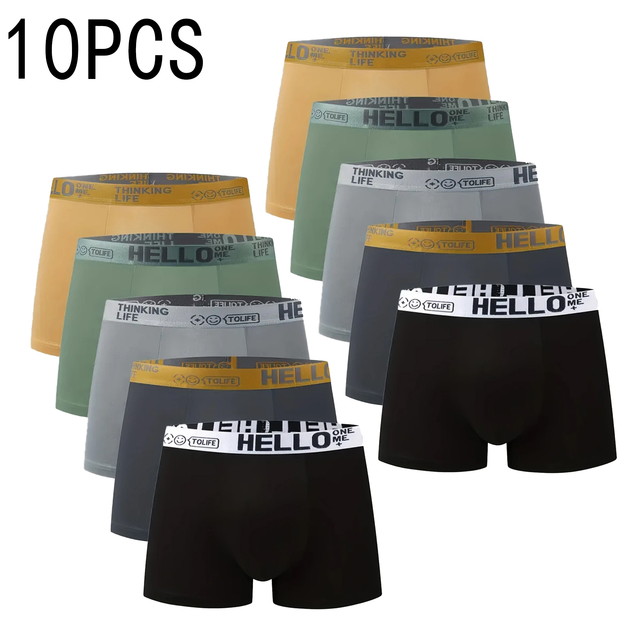 10PCS Popular Comfortable Men's Underwear, Breathable and Cool, Close Fitting, Multi-color Loose and Machine Washable