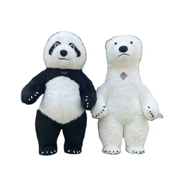 Лидер продаж, надувной костюм Панда, белого медведя, талисман для вечеринки, ходьба, костюм животного для продажи