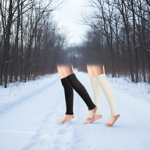 Calentadores de Piernas Tejidos para Mujer Fibo Steel Jewelry, 3 Pares, Gruesos, de Color Sólido, para Invierno - Product Image 2