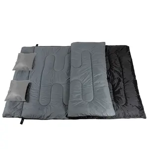 High Quality Winter Outdoor Camping Couple Double Sleeping Bag With 2 Pillows
