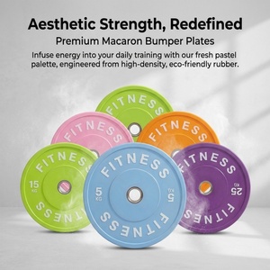 Disques de musculation en caoutchouc Macaron à code couleur, trou de 50 mm, pour haltères de gym, avec logo personnalisé - Product Image 5
