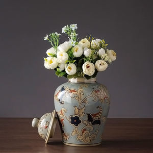 แจกันเซรามิกสีฟ้าและสีขาวสไตล์โบราณของจีนโถขิงสำหรับตกแต่งบ้าน - Product Image 5