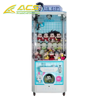 Machine de jeu d'arcade à monnayeur ACS Source Factory avec garantie 1 an, mini grue attrayante pour attraper poupées en peluche, en métal et plastique