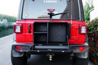 Boîte de rangement verrouillable pour Jeep Wrangler JL, montée sur le hayon, avec compartiments et table de travail rabattable