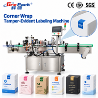 Machine d'étiquetage automatique des coins de cartons pour boîtes cosmétiques avec étiquettes autocollantes inviolables
