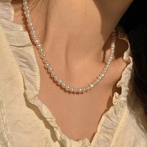 Collier en perles de culture d'eau douce naturelles baroques XL2-1 avec pendentif magnétique en argent écrasé, accessoire d'amour pour femme - Product Image 3