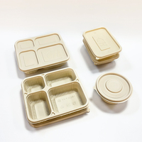 Boîte alimentaire jetable biodégradable en amidon de maïs à 4 compartiments