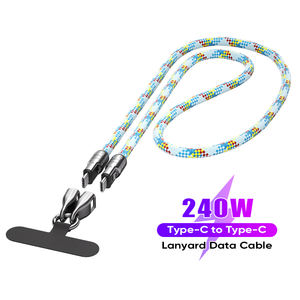 240W USB-C Handy-<span class=keywords><strong>Lanyard</strong></span> 120cm 5A Schnellladung 480Mbps Datensynchronisation Typ-C zu C Nylon-Geflochtenes Kabel Mit Schnappverschluss Handy-<span class=keywords><strong>Lanyard</strong></span> - Product Image 6