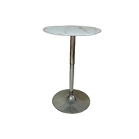 Table haute ronde moderne de 60 cm pour hôtel, en MDF, avec pieds et base en métal argenté réglables en hauteur