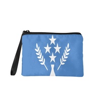 Dompet Koin Mini Modis Kanvas Cetak Bendera Kosrae Dompet Ritsleting Portabel dengan Warna Campuran untuk Kartu Koin Barang Kecil