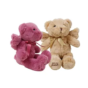 定制设计柔软动物毛绒玩具填充泰迪熊天使熊带翅膀