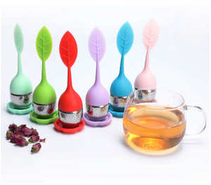 Infuseur de boule de thé <span class=keywords><strong>pop</strong></span> créatif en acier inoxydable avec poignée en silicone pour feuilles mobiles ou tisane - Product Image 1