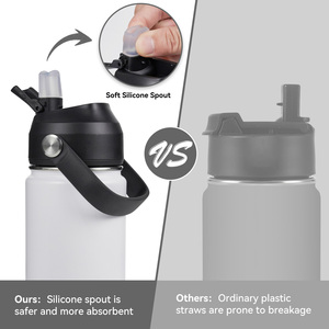 Bouteille d'eau isotherme en acier inoxydable de 18 oz avec couvercle à paille, sans BPA, anti-fuite, garde le froid 24h et le chaud 12h pour la randonnée, le camping et les voyages - Product Image 3