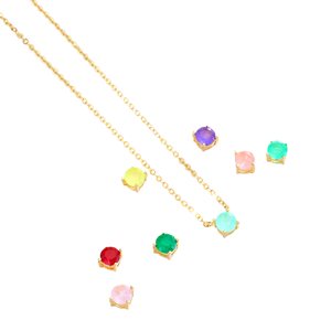 Collar con Colgante de Circonita Azul Fusión de 5 mm, Cadena de Caja Chapada en Oro, Estilo Vintage, Regalo de Compromiso para Mujer, Fiesta de Bodas - Product Image 1