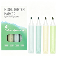 Stylo surligneur dégradé de couleur pour le soin des yeux, pointe oblique, marqueur mignon pour le soulignement de journaux