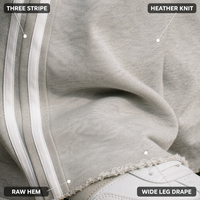 Pantalon de survêtement ample et large en molleton de coton épais 360 GSM, style vintage sportif avec bande latérale et ourlet brut, idéal pour le streetwear urbain