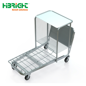 Multifunctional Supermarket Stock Picking <b>Trolley</b> Mobile Merchandising Cart with Writing Table and Step Ladder for Retail Invent - Product Image 2