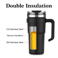 Gobelet isotherme personnalisé avec couvercle à clapet, 26 oz, en acier inoxydable, tasse à café de voyage, gobelet avec poignée et paille