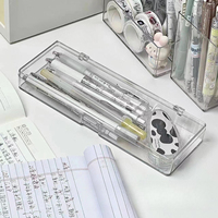 Étui à crayons en plastique transparent, multifonctionnel, léger, portable, boîte de rangement pour papeterie, pochette à crayons, simple et minimaliste