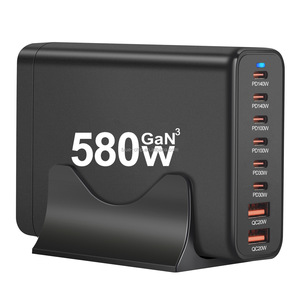 6 tipo <span class=keywords><strong>C</strong></span> <span class=keywords><strong>2</strong></span> USB 580W US UK AU EU di alta qualità nuova caratteristica cellulare cellulare intelligente universale Gan veloce caricatore da parete multiporta - Product Image 1