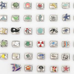 Stainless Steel Italian Module Bracelet Series Ocean Style DIY Elastic Bracelet Gold Plated Italian <b>Charms</b> Diamond Main Stone - Product Image 1