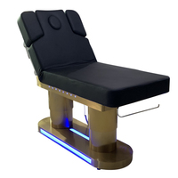 Chaise de Soin Esthétique Électrique Noire en Promotion, Lit Incurvé pour Soins du Visage et Cils, Table de Massage Beauté, Mobilier pour Spa, Salon et Institut de Beauté
