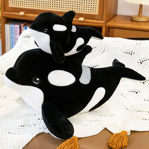Almohada realista de felpa de <span class=keywords><strong>ballena</strong></span> asesina, juguete de peluche de Orca súper suave para abrazar, decoración del hogar y regalos - Product Image 5