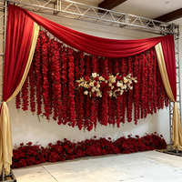Décoration de mariage de luxe personnalisée, fleur de glycine rectangulaire en soie ivoire et rouge suspendue pour décoration de plafond intérieur/extérieur, fête de mariage