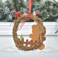 Nouvelle couronne de Noël en rotin à suspendre, guirlande pour porte et fenêtre, ornement de placard, cadeau de Noël