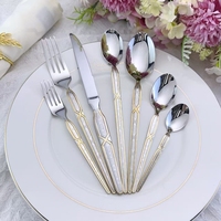 Couverts MYD en acier inoxydable, 6 pièces, magnifique style moyen-oriental avec manche fin, ensemble de couverts pour mariage et restaurant