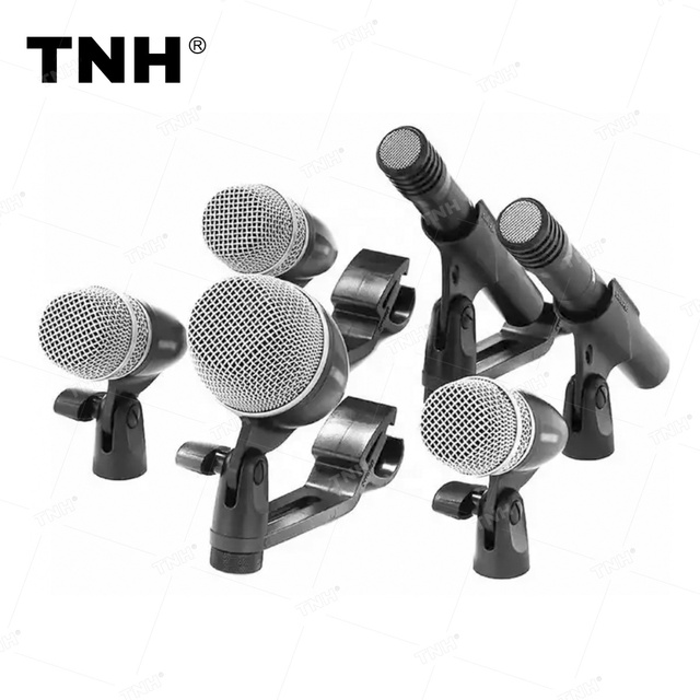 TNH Drum Mics PGDMK6-XLR Drum Microphone Kit 7 Pieces Handheld Wired Microphones for Bass Amp Kick Tom Snare Drum Percussion Mic