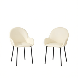 Sillas de Comedor Modernas de Cuero Sintético Crema con Patas de Metal, Diseño Contemporáneo para Hogar y Oficina - Product Image 1