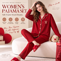 Ensemble de pyjama pour couple, vêtements de détente, manches longues, boutonné, en coton, vêtements de nuit en 2 pièces avec poches, ensemble de vêtements de détente respirant