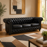 Ensemble de canapés classiques de style américain pour la maison, canapé-lit Chesterfield en cuir rembourré pour hôtel, appartement, villa, salon