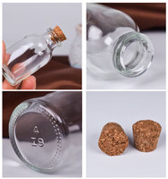 Vente en gros de 10ml 20ml 30ml 50ml 100ml couvercle en liège en bois rond transparent bouteille en verre vide pour pouding/thé/sauces