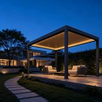 Pergola bioclimatique motorisée en aluminium et verre trempé MEIXIN ORLANDO pour extérieur de villa de luxe moderne et hôtel