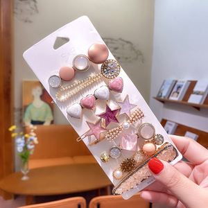 Vente en Gros Divers Styles Mode Coréenne Perles Épingles à Cheveux Cœur Barrettes en Strass Barrette <span class=keywords><strong>Cristal</strong></span> Set Accessoire Pour Femme - Product Image 3