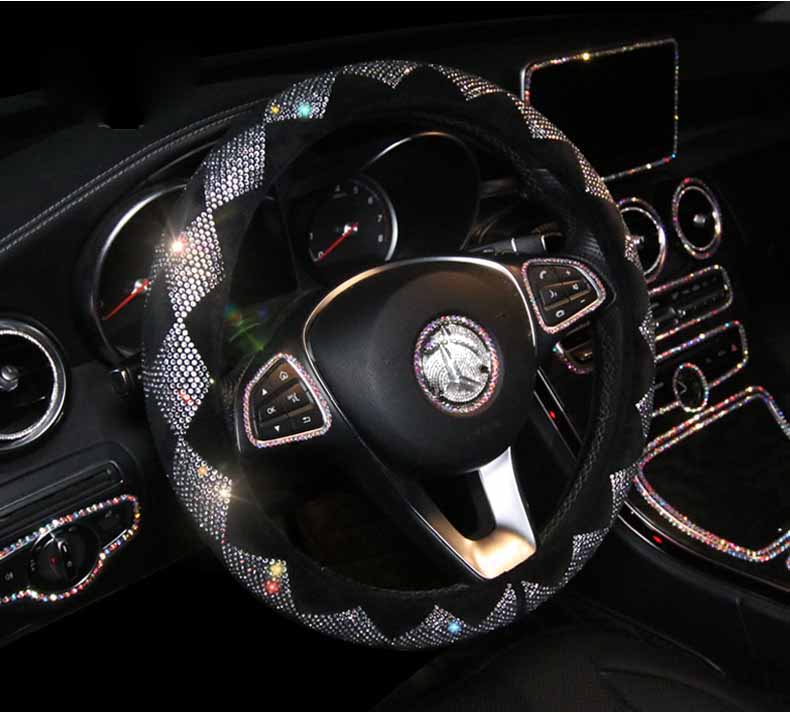 Шикарный чехол на руль для женщин, аксессуары для автомобиля, чехол на руль