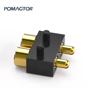 ออกแบบใหม่ 2.54 มม.แม่เหล็ก 2Pin Pogo ฤดูใบไม้ผลิโหลดตัวเชื่อมต่อด้านข้าง 5A Pogo Pin Connector