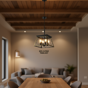 Lámpara Colgante Moderna de Metal con Jaula, Negra y Dorada, 4 Luces Ajustables para Comedor y Sala de Estar - Product Image 2