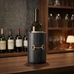 Support à bouteille de vin en marbre avec accent mors de cheval décoratif pour présentation sur table, décoration intérieure, articles de bar et cadeau - Product Image 4