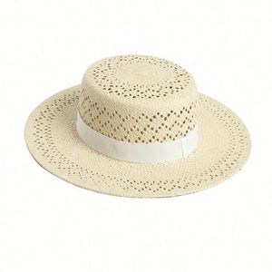 New Fashionable Casual Paper Straw Boater <b>Hat</b> Spring Summer Hollow Out Beach <b>Hat</b> - Product Image 5